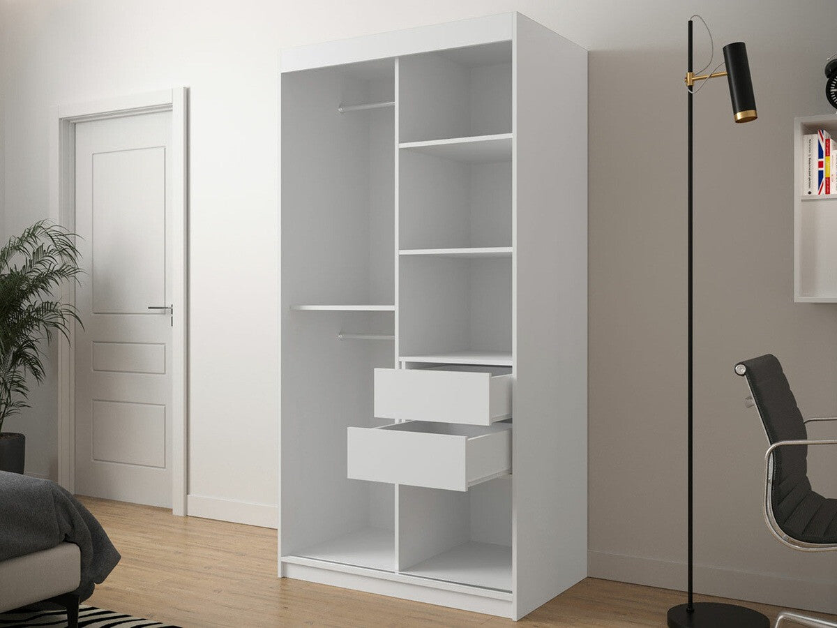 Gardróbszekrény 100 Jodełka 1 (Ratintu), Szín: Artisan tölgy + Fekete, Fiókok: Igen