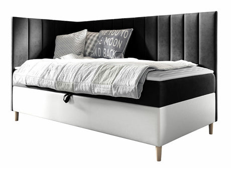 Kontinentális ágy JUNIOR MAJA 3, Szín: Öko bőr Soft 017 + Fresh 17, Ágyneműtartó: Bal oldalon, Alvó felület mérete: 90 x 200 cm