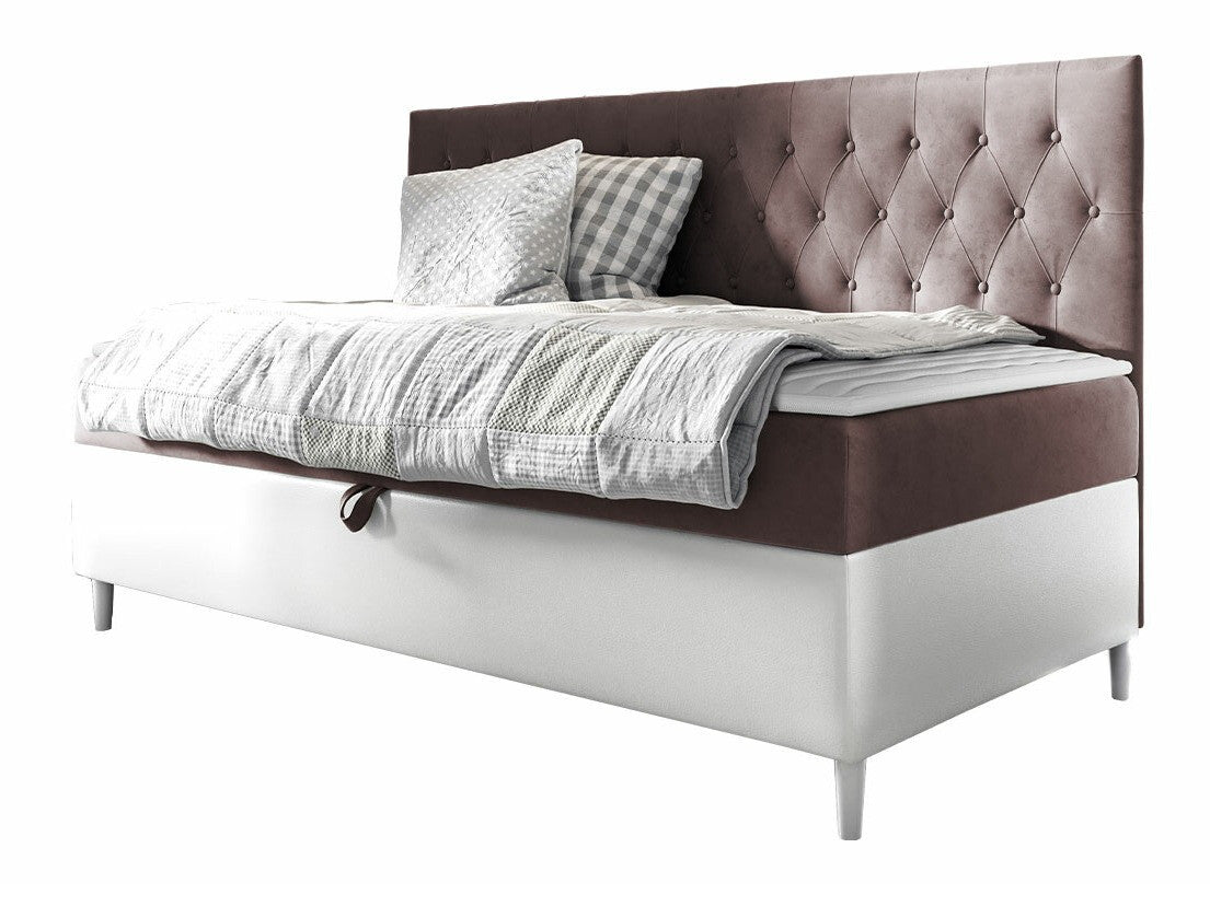 Kontinentális ágy JUNIOR FILIP 2, Szín: Öko bőr Soft 017 + Fresh 9, Alvó felület mérete: 90 x 200 cm