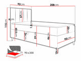 Kontinentális ágy JUNIOR MAJA 1 (Junior Kamire 1), Szín: Öko bőr Soft 017 + Fresh 1, Ágyneműtartó: Bal oldalon, Alvó felület mérete: 90 x 200 cm