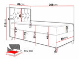 Kontinentális ágy JUNIOR FILIP 1, Szín: Öko bőr Soft 017 + Fresh 1, Ágyneműtartó: Bal oldalon, Alvó felület mérete: 80 x 200 cm