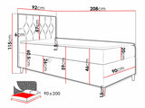 Kontinentális ágy JUNIOR FILIP 1, Szín: Öko bőr Soft 017 + Fresh 1, Ágyneműtartó: Bal oldalon, Alvó felület mérete: 90 x 200 cm