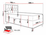 Kontinentális ágy JUNIOR FILIP 1, Szín: Öko bőr Soft 017 + Fresh 4, Ágyneműtartó: Bal oldalon, Alvó felület mérete: 100 x 200 cm