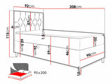 Kontinentális ágy JUNIOR FILIP 1, Szín: Öko bőr Soft 017 + Fresh 9, Ágyneműtartó: Bal oldalon, Alvó felület mérete: 90 x 200 cm
