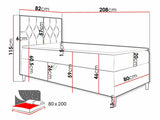 Kontinentális ágy JUNIOR FILIP 1, Szín: Öko bőr Soft 017 + Fresh 37, Ágyneműtartó: Bal oldalon, Alvó felület mérete: 80 x 200 cm
