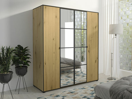 Gardróbszekrény Oslo I (Birelto I), Szín: Artisan tölgy + Fekete, Szekrény szélessége: 1800 mm