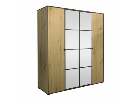 Gardróbszekrény Oslo I (Birelto I), Szín: Artisan tölgy + Fekete, Szekrény szélessége: 1800 mm