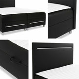 Kontinentális ágy Enter Led (Trunida LED), Szín: Öko bőr Soft 011, Alvó felület mérete: 160 x 200 cm