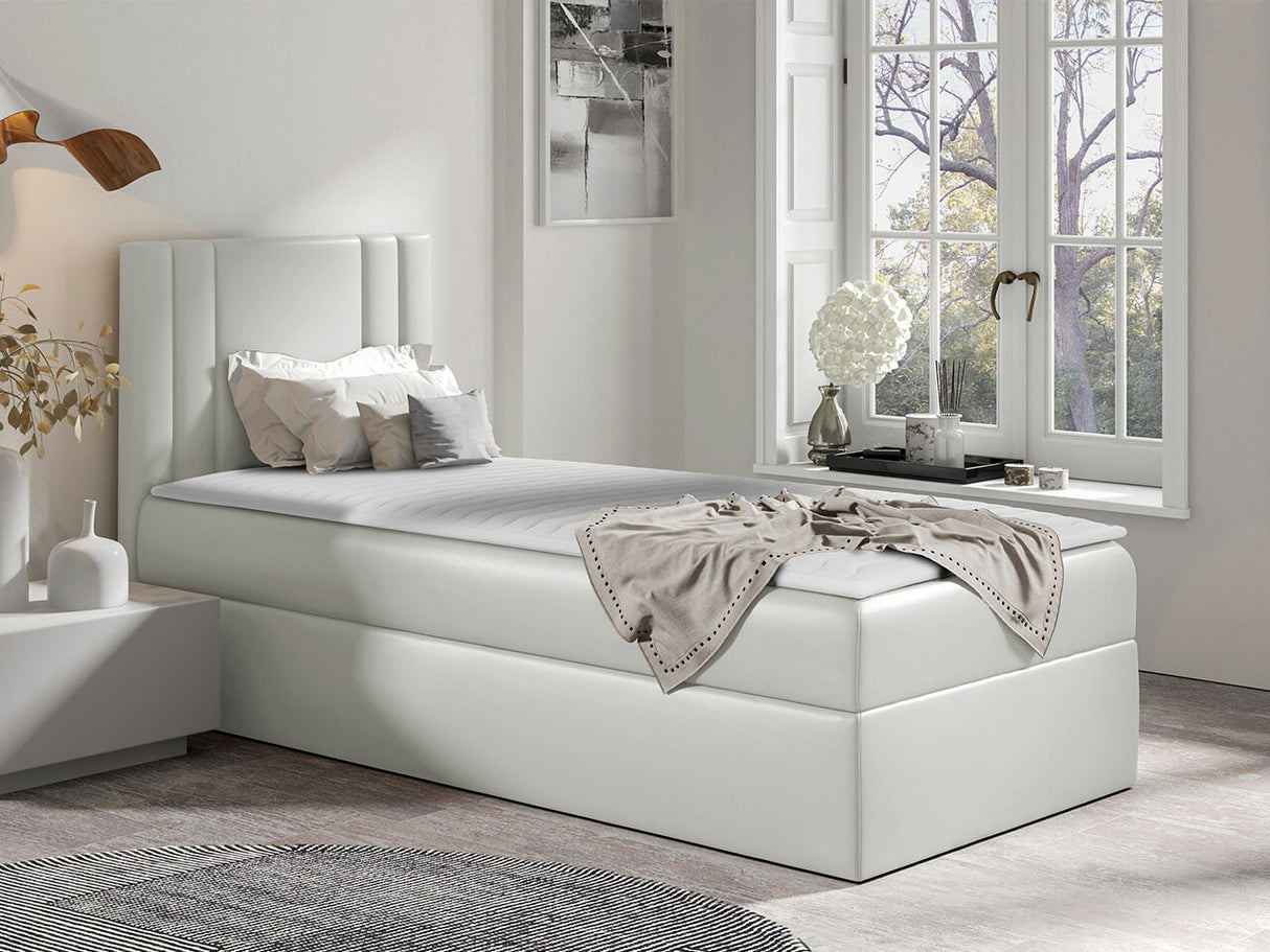 Kontinentális ágy CARMEN MINI (Neresko Mini), Szín: Öko bőr Soft 031, Ágyneműtartó: Jobbra, Alvó felület mérete: 80 x 200 cm