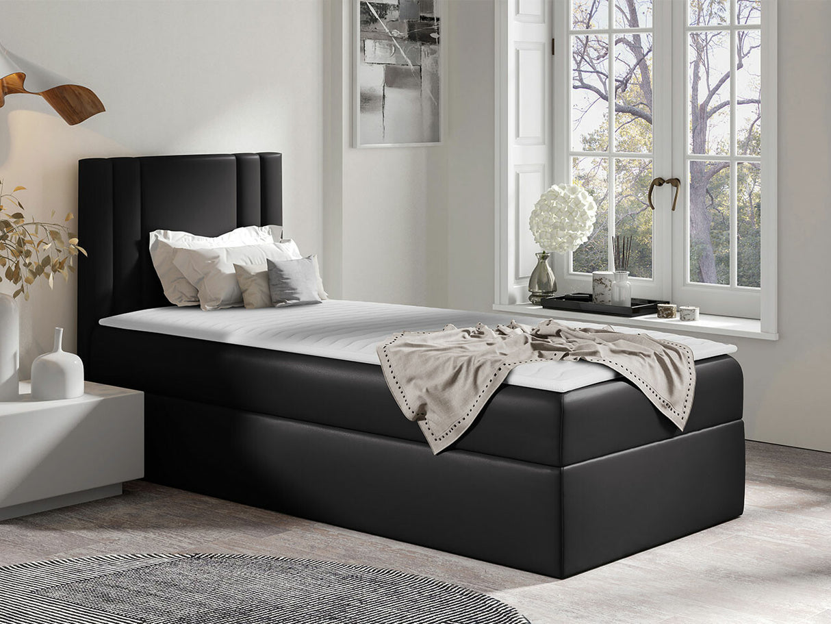 Kontinentális ágy CARMEN MINI (Neresko Mini), Szín: Öko bőr Soft 011, Ágyneműtartó: Jobbra, Alvó felület mérete: 80 x 200 cm