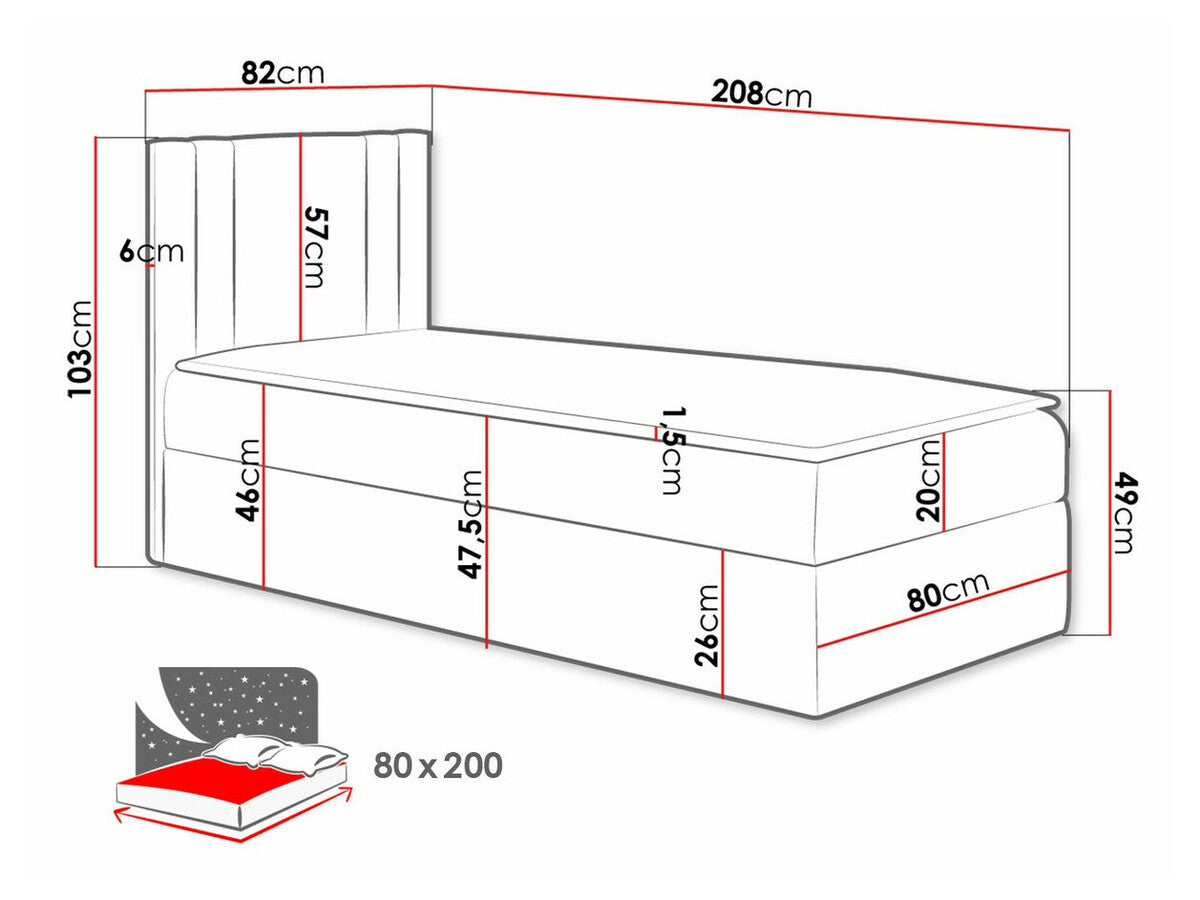 Kontinentális ágy CARMEN MINI (Neresko Mini), Szín: Kameleon 84, Ágyneműtartó: Bal oldalon, Alvó felület mérete: 80 x 200 cm