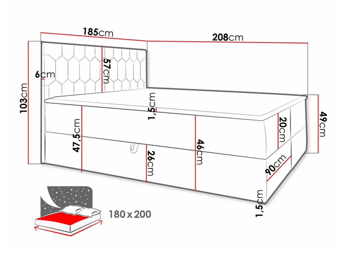 Kontinentális ágy Top M24 (Borneo M24), Szín: Fresh 1, Alvó felület mérete: 180 x 200 cm