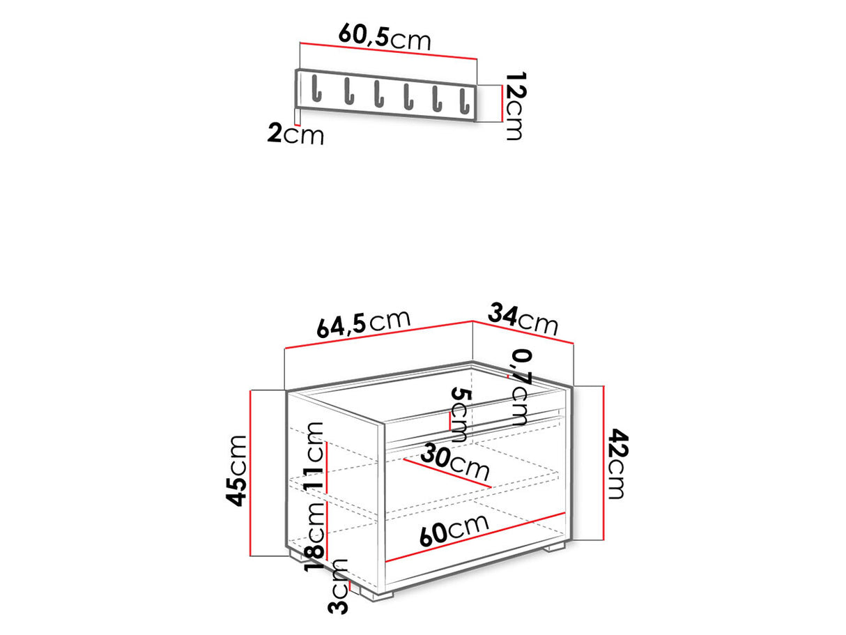 Előszoba garnitúra GRAWIS (Konkor) 60 + 2sz, Szín: Fehér + Manila 32