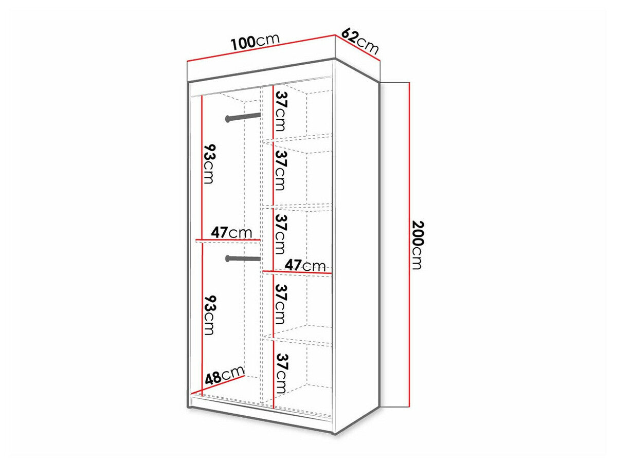 Gardróbszekrény RIFLO WAVE 2 100 (Towiro Wave 2 100), Szín: Fekete