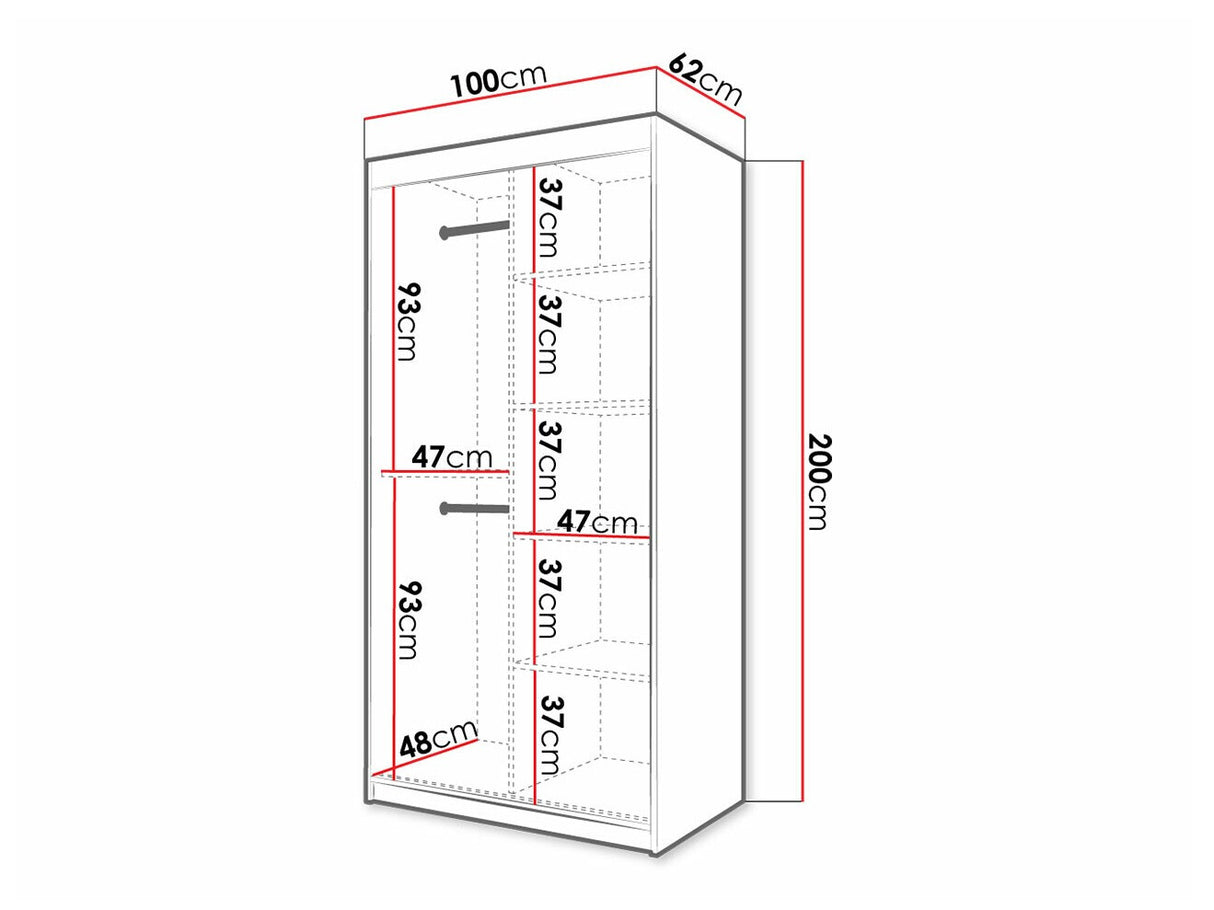 Gardróbszekrény RIFLO SLIM 1 100 (Towiro Slim 1 100), Szín: Fehér