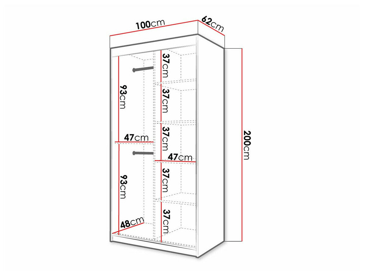 Gardróbszekrény RIFLO SLIM 1 100 (Towiro Slim 1 100), Szín: Fekete