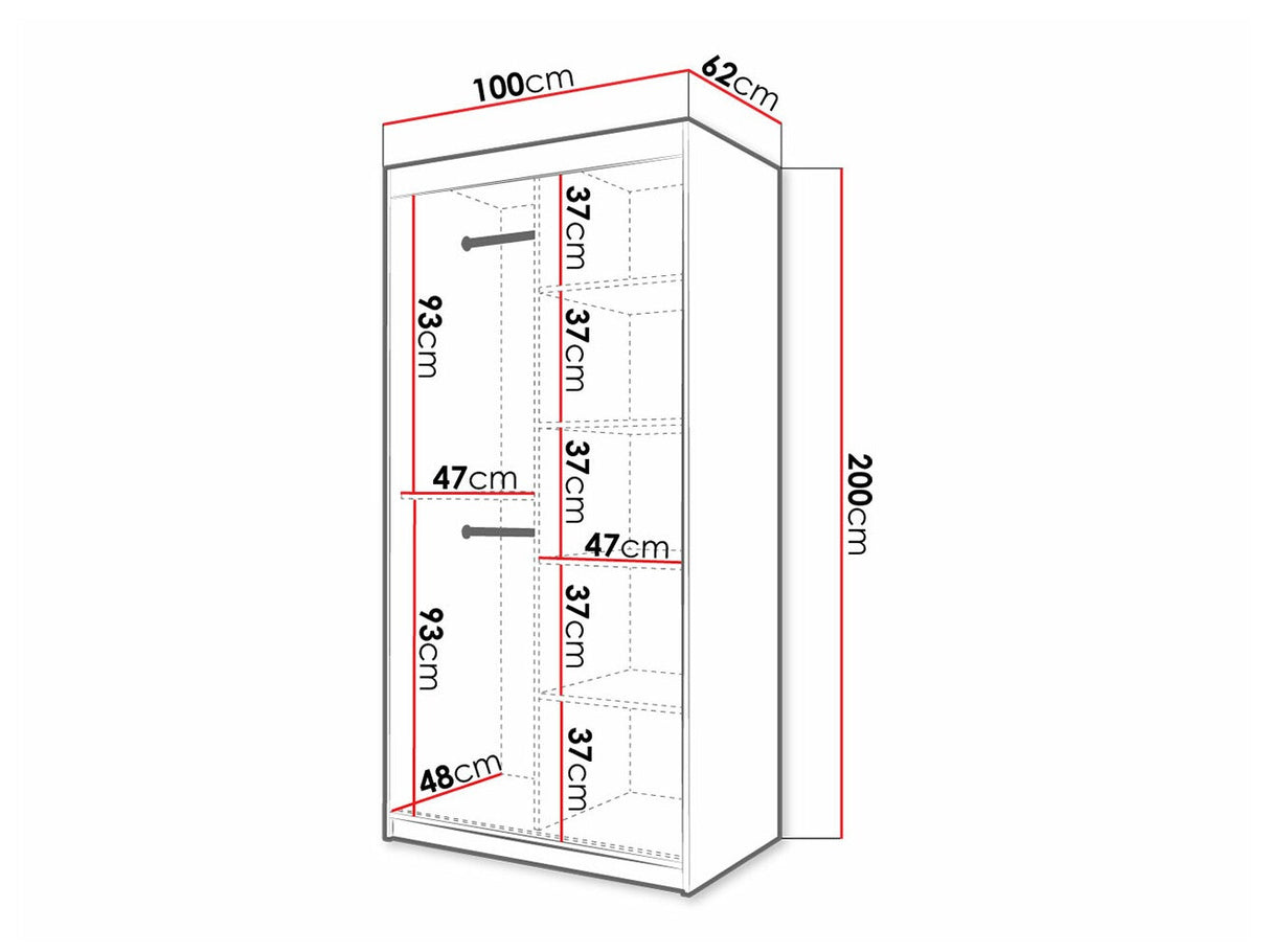 Gardróbszekrény RIFLO SLIM 2 100 (Towiro Slim 2 100), Szín: Fehér