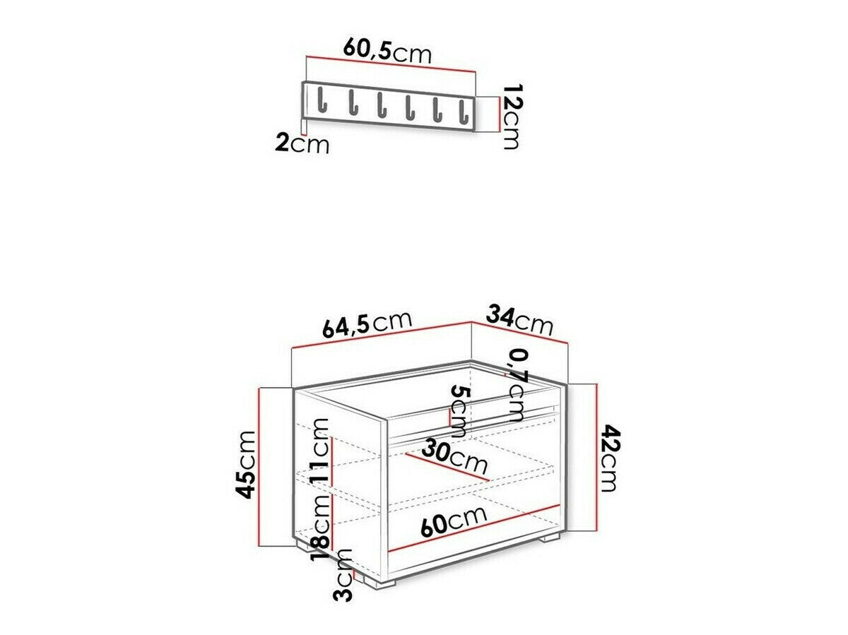 Előszoba garnitúra GRAWIS (Konkor) 60 + 6sz, Szín: Fehér + Manila 32
