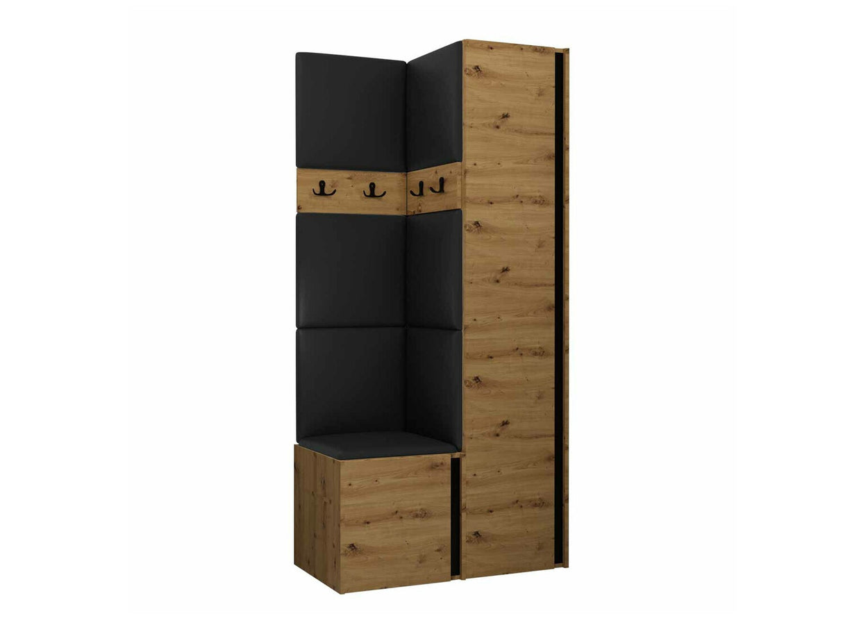 Előszoba garnitúra ORION XXIV (Tavasz XXIV), Keret színe: Artisan tölgy + Fekete, Puha falpanel színe: Soft 011