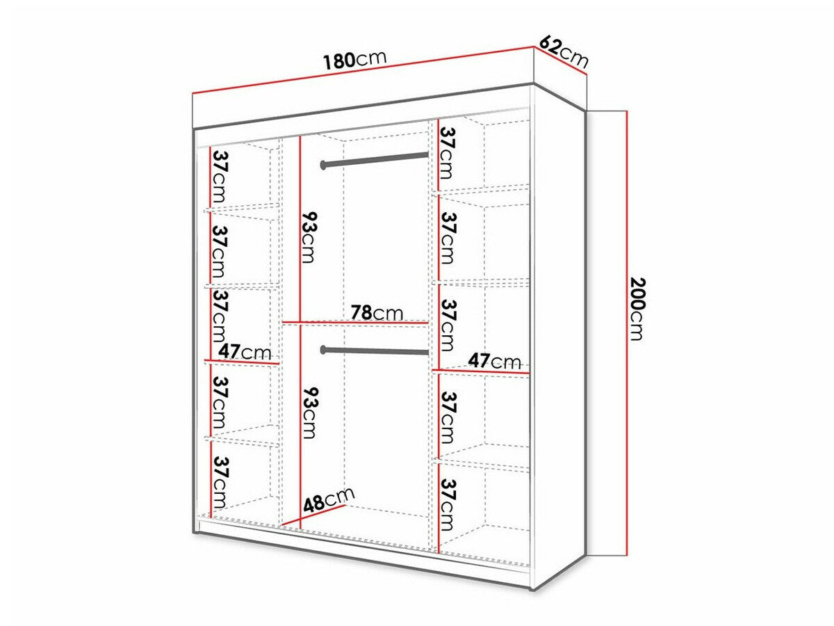 Gardróbszekrény RIFLO SLIM 1 180 (Towiro Slim 1 180), Szín: Fekete