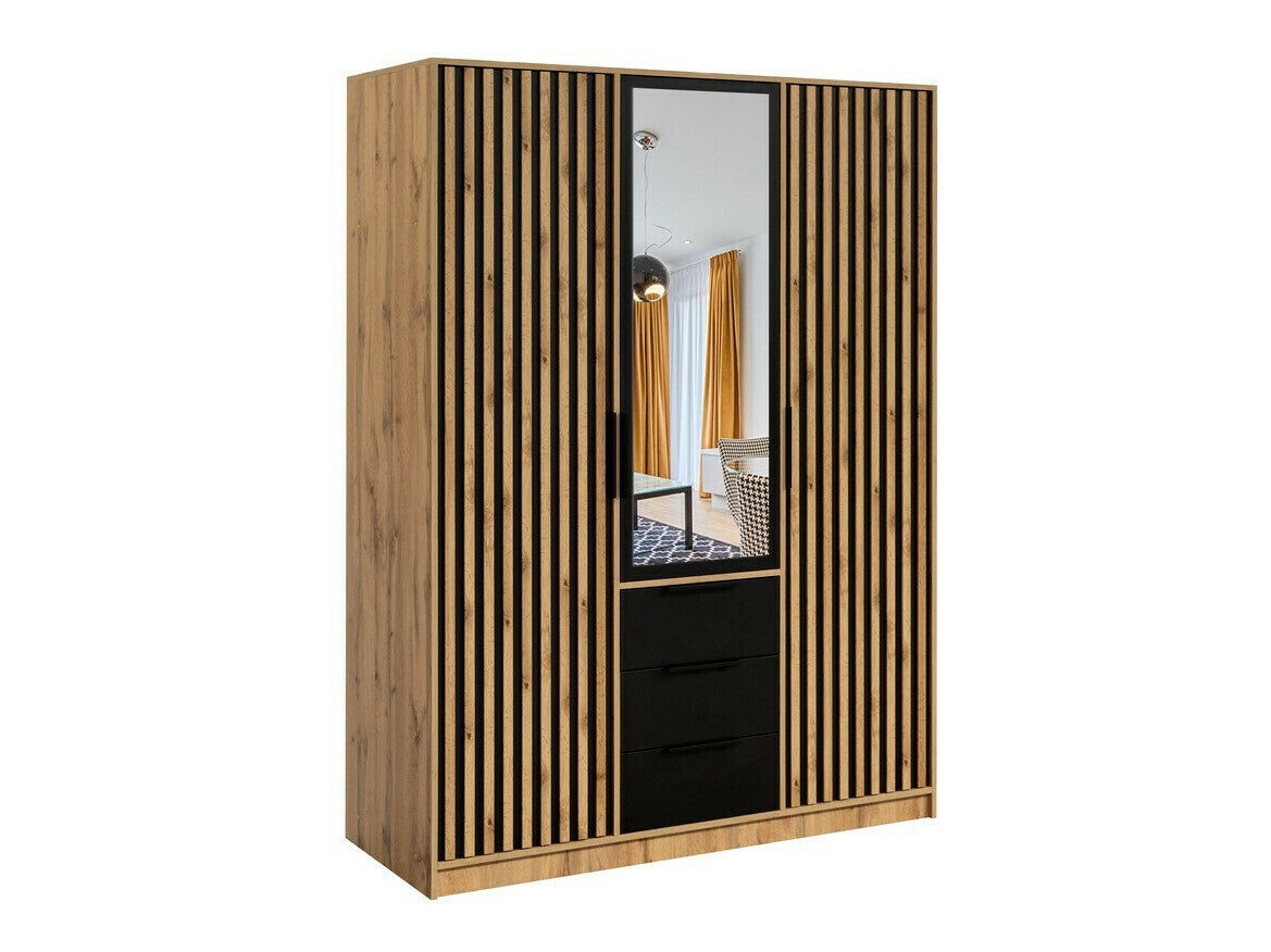 Gardróbszekrény BALI LUX D3, Wotan tölgy + Fekete