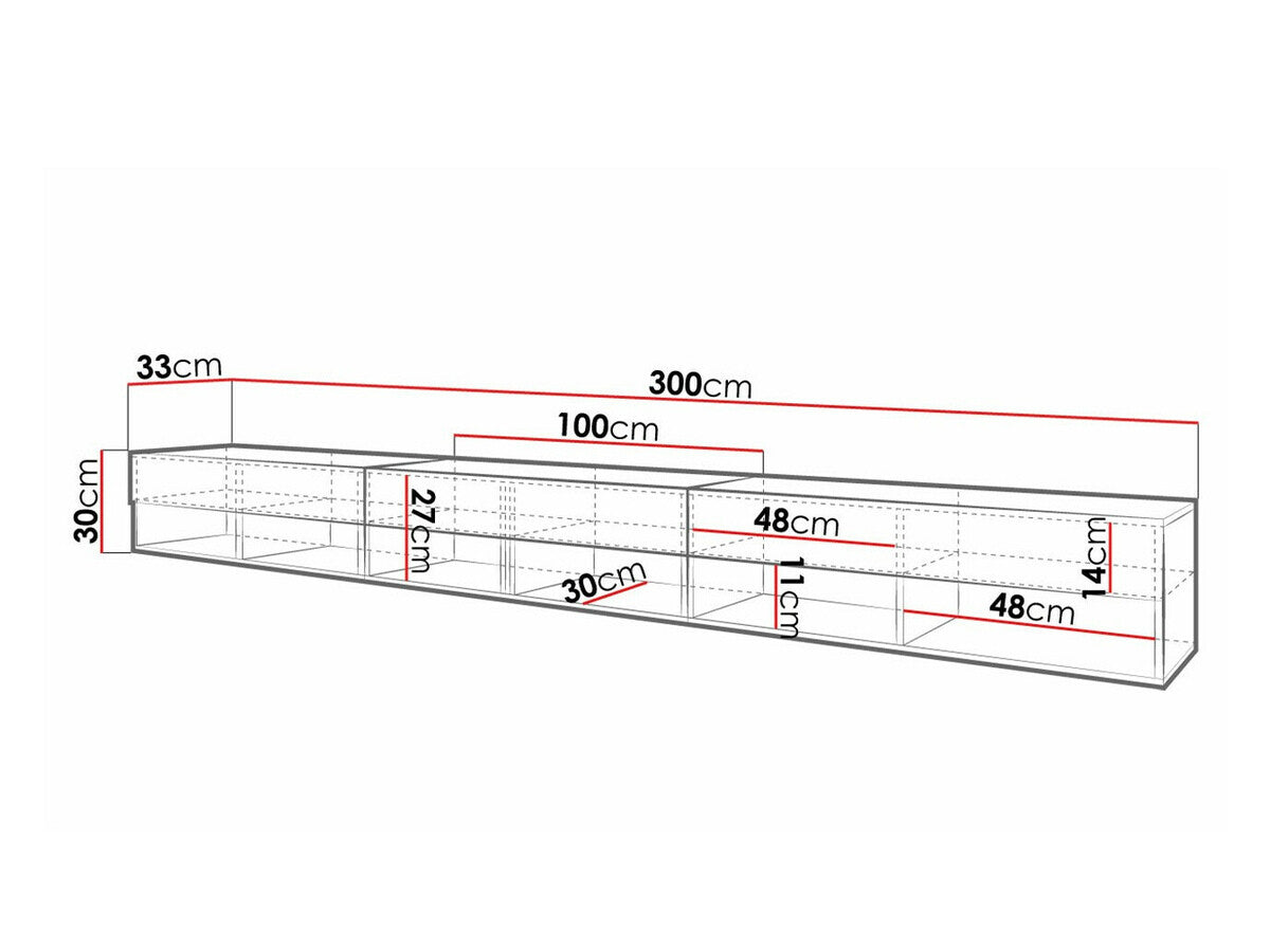 TV-állvány Lowboard A300 (Adenik 300), Szín: Gesztenye, Led világítás: Nem