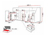 Galériaágy TOLEDO 3, Szín: Fehér + Fényes szürke + Fényes fehér, Változatok: Balos
