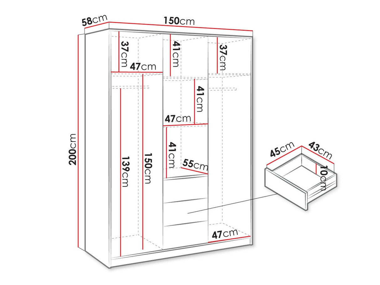 Gardróbszekrény BALI LUX D3, Szín: Fehér