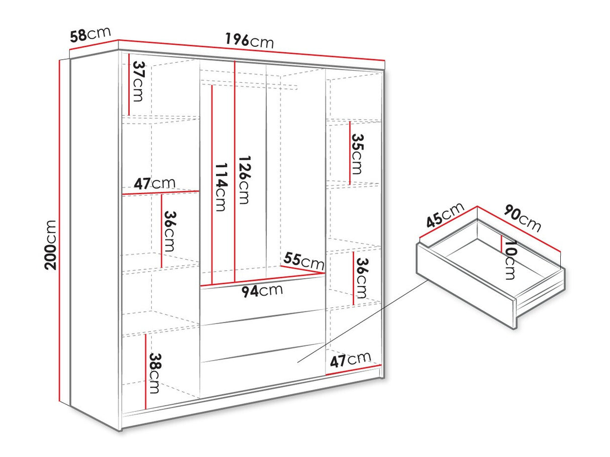 Gardróbszekrény BALI LUX D4, Szín: Fehér