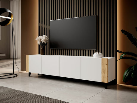 TV-állvány FARO (Ezrunis), Szín: Fehér + Craft tölgy