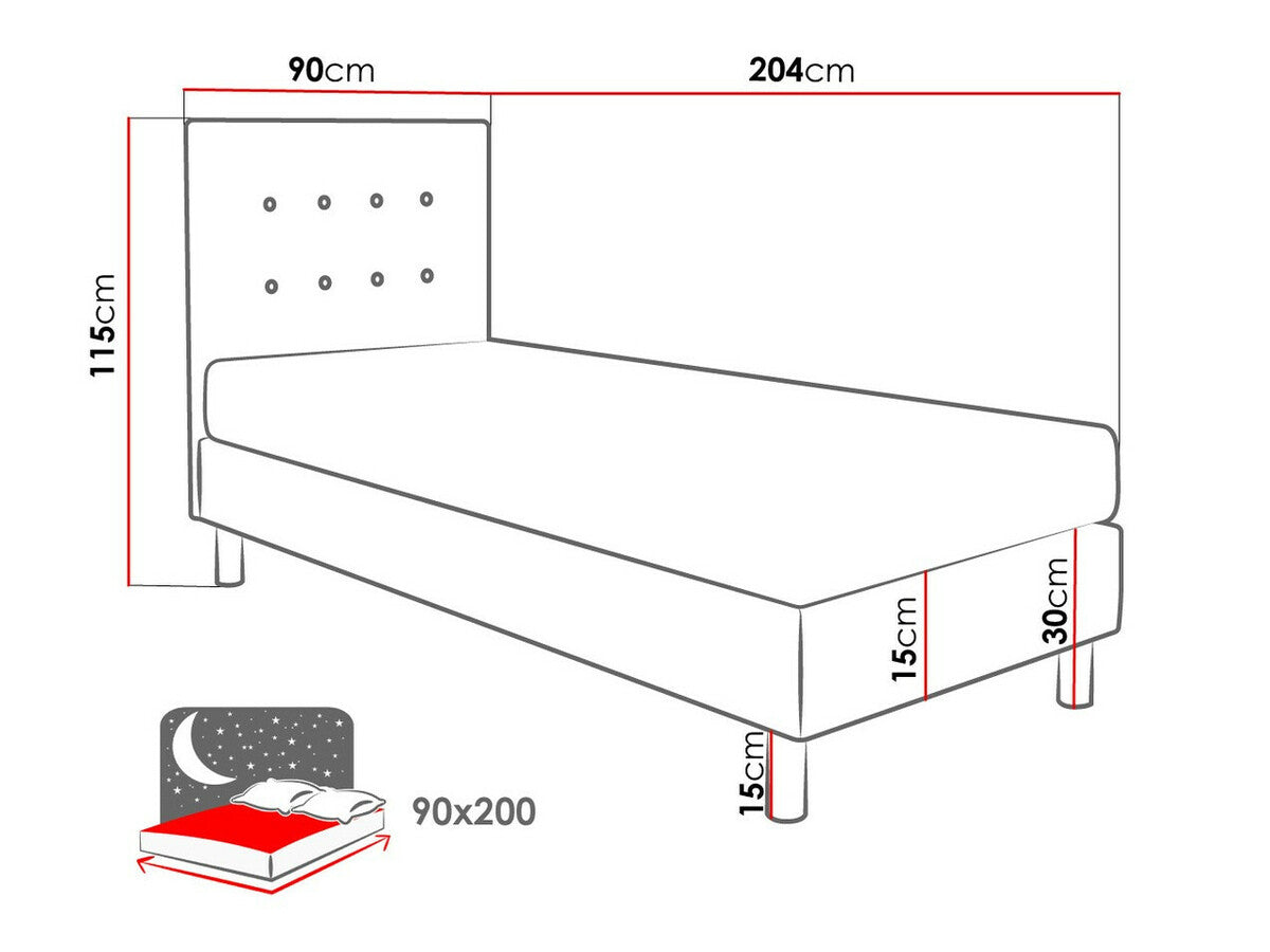 Kontinentális ágy Lux (Estelle), Szín: Solo 260, Alvó felület mérete: 90 x 200 cm