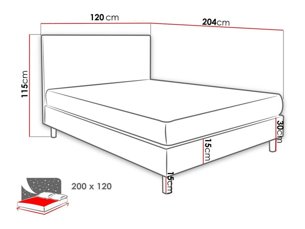 Kontinentális ágy Lux (Estelle), Szín: Solo 267, Alvó felület mérete: 120 x 200 cm