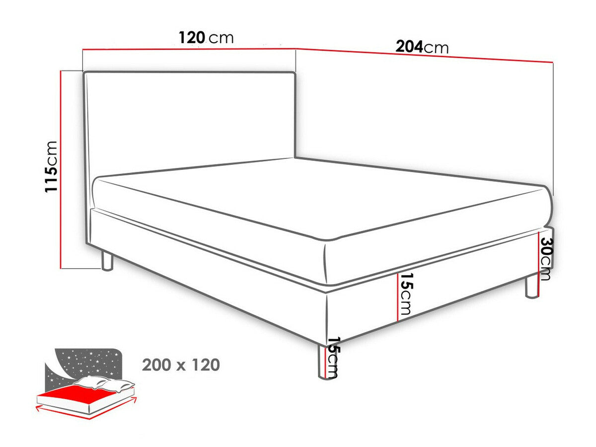 Kontinentális ágy Lux (Estelle), Szín: Solo 260, Alvó felület mérete: 120 x 200 cm