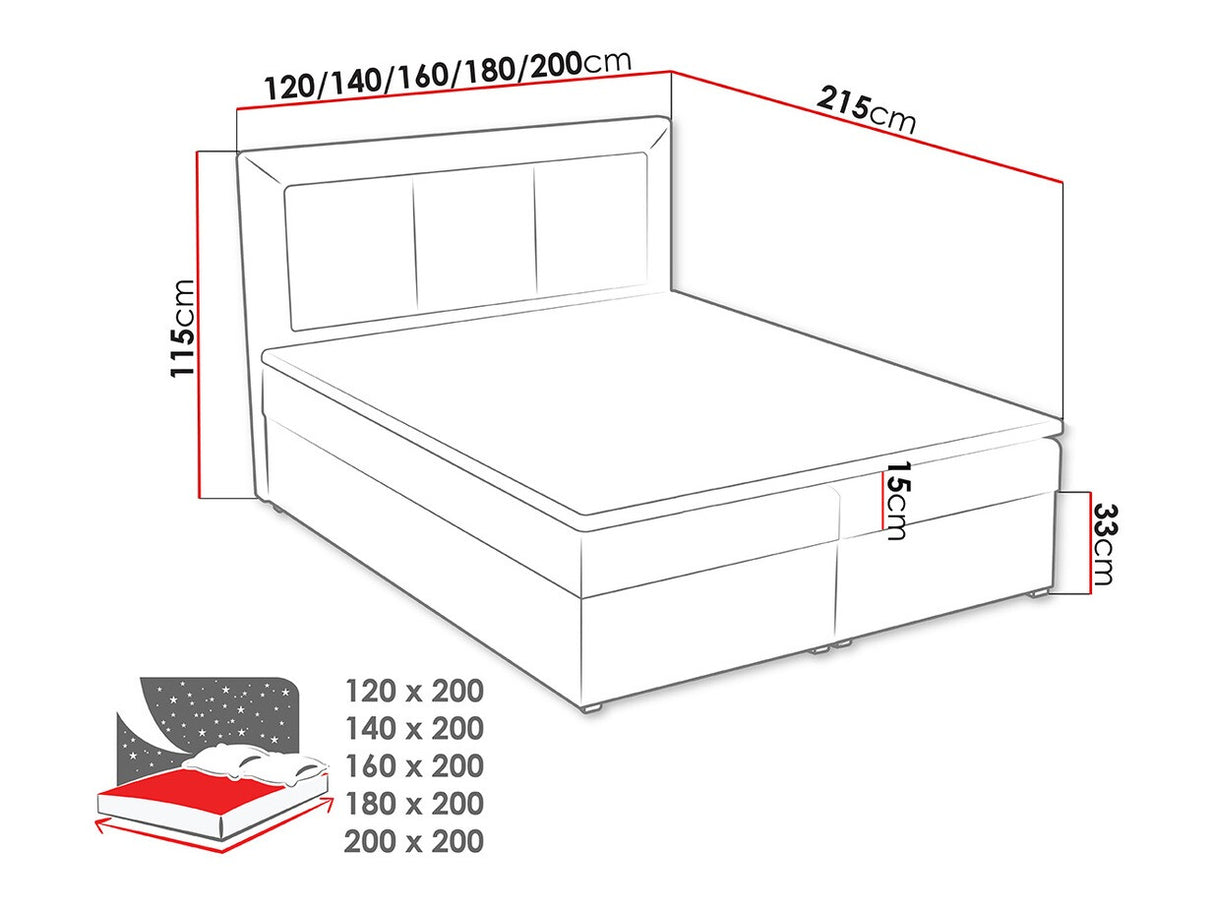 Kontinentális ágy MODEN BOX (Koay Box), Szín: Victoria 14 853, Alvó felület mérete: 140 x 200 cm