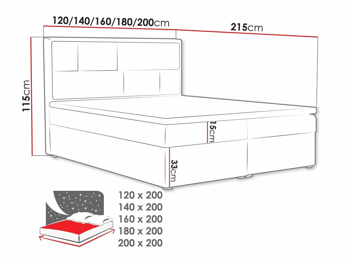 Kontinentális ágy DECO BOX (Nido Box), Szín: Victoria 14 864, Alvó felület mérete: 140 x 200 cm