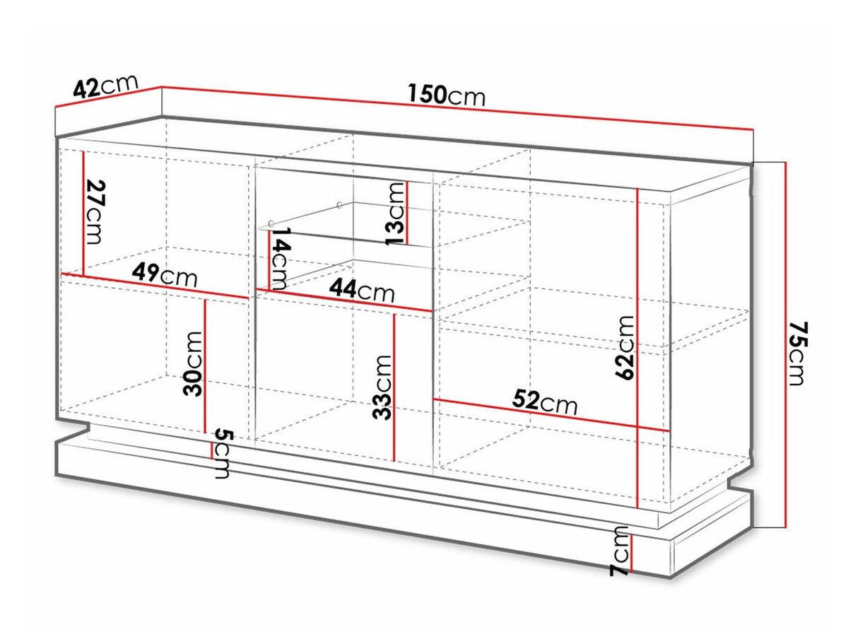Szekrény QIU 2D1K (Agnes), Szín: Fekete + Fényes fekete, Világítás: Igen RGB