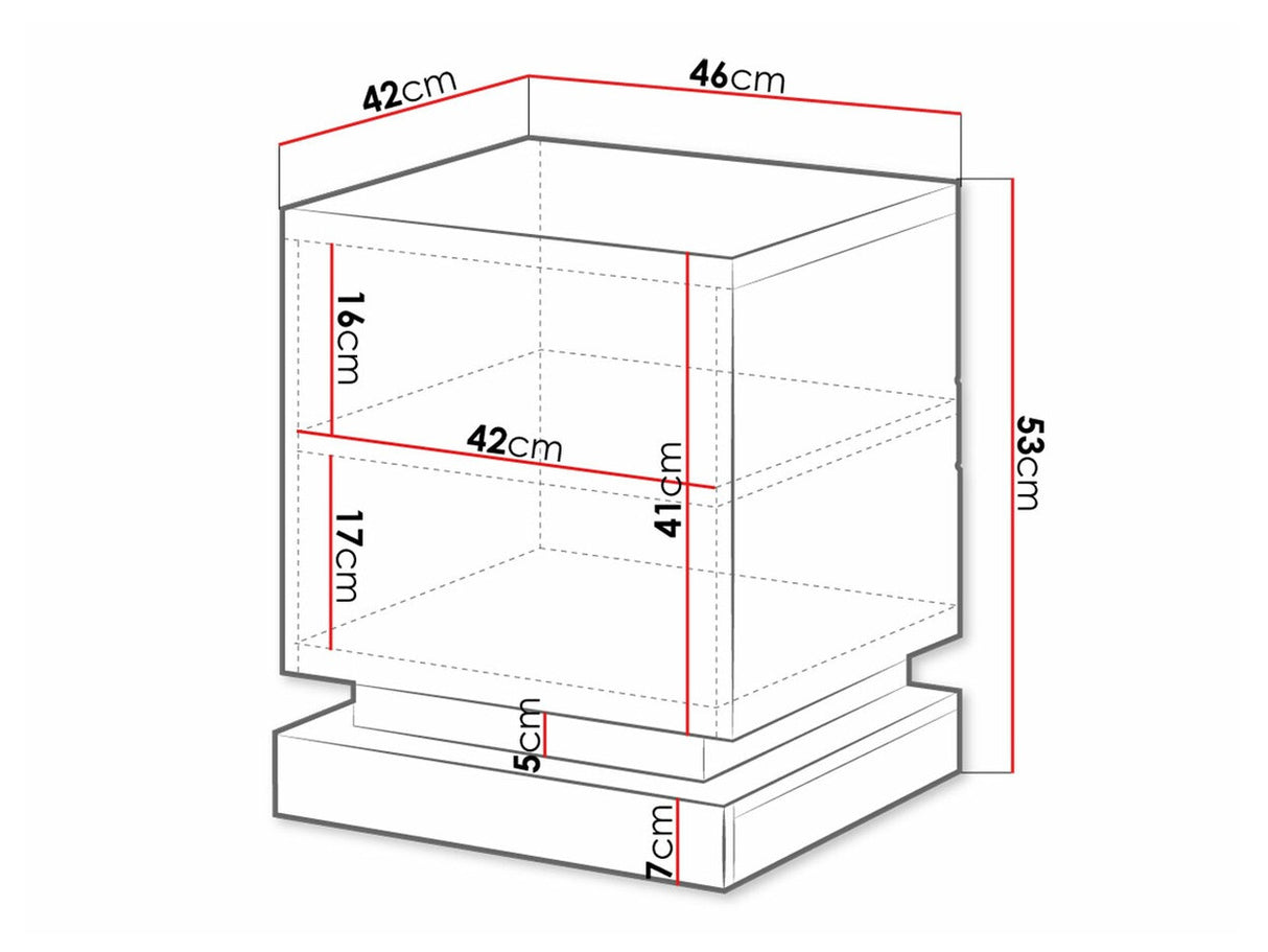 Éjjeliszekrény szett QIU 2 szt. (Agnes) , Szín: Fehér + Fényes fehér, Világítás: Igen RGB