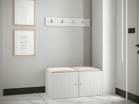 Előszoba garnitúra ORION RYFEL SLIM VI (Towiro), Keret színe: Fehér, Puha falpanel színe: Manila 02