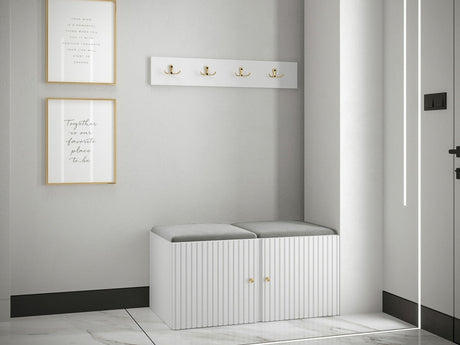 Előszoba garnitúra ORION RYFEL SLIM VI (Towiro), Keret színe: Fehér, Puha falpanel színe: Manila 16
