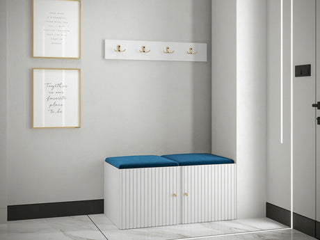 Előszoba garnitúra ORION RYFEL SLIM VI (Towiro), Keret színe: Fehér, Puha falpanel színe: Manila 26
