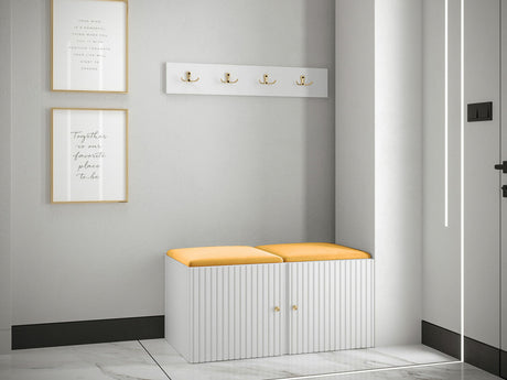 Előszoba garnitúra ORION RYFEL SLIM VI (Towiro), Keret színe: Fehér, Puha falpanel színe: Manila 32