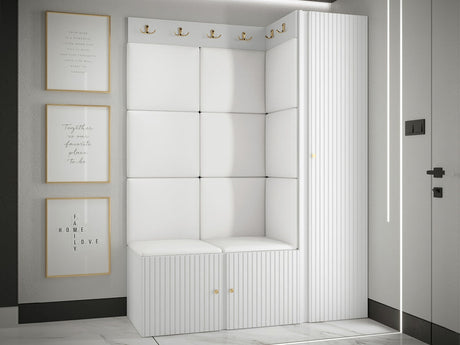 Előszoba garnitúra ORION RYFEL SLIM IX (Towiro), Keret színe: Fehér, Puha falpanel színe: Soft 017