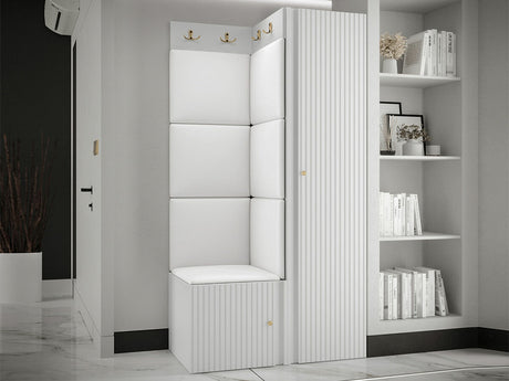 Előszoba garnitúra ORION RYFEL SLIM XXV (Towiro), Puha falpanel színe: Soft 017, Keret színe: Fehér