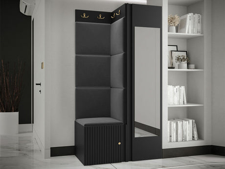 Előszoba garnitúra ORION RYFEL SLIM XXVI (Towiro), Puha falpanel színe: Manila 18, Keret színe: Fekete