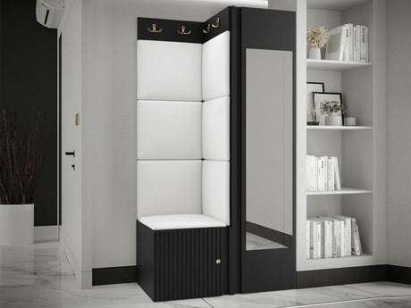 Előszoba garnitúra ORION RYFEL SLIM XXVI (Towiro), Puha falpanel színe: Soft 017, Keret színe: Fekete