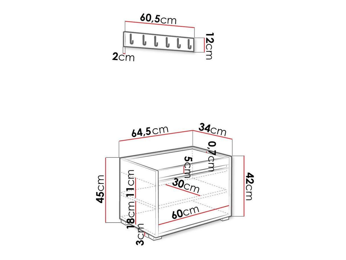 Előszoba garnitúra GRAWIS (Konkor) 60 + 1sz, Szín: Fehér + Manila 04