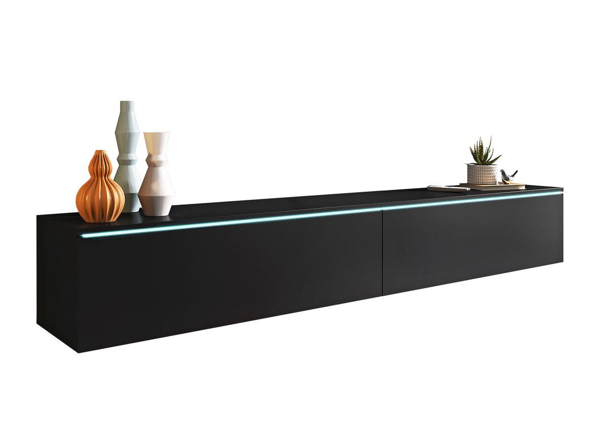 TV-állvány Lowboard D180 (Dlone 180), Led világítás: Igen, Szín: Grafit