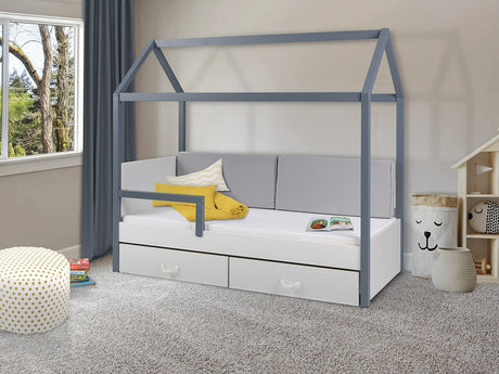 Ágy Ofelia (Fitonia), Szín: Grafit + Fehér, Alvó felület mérete: 80 x 180 cm