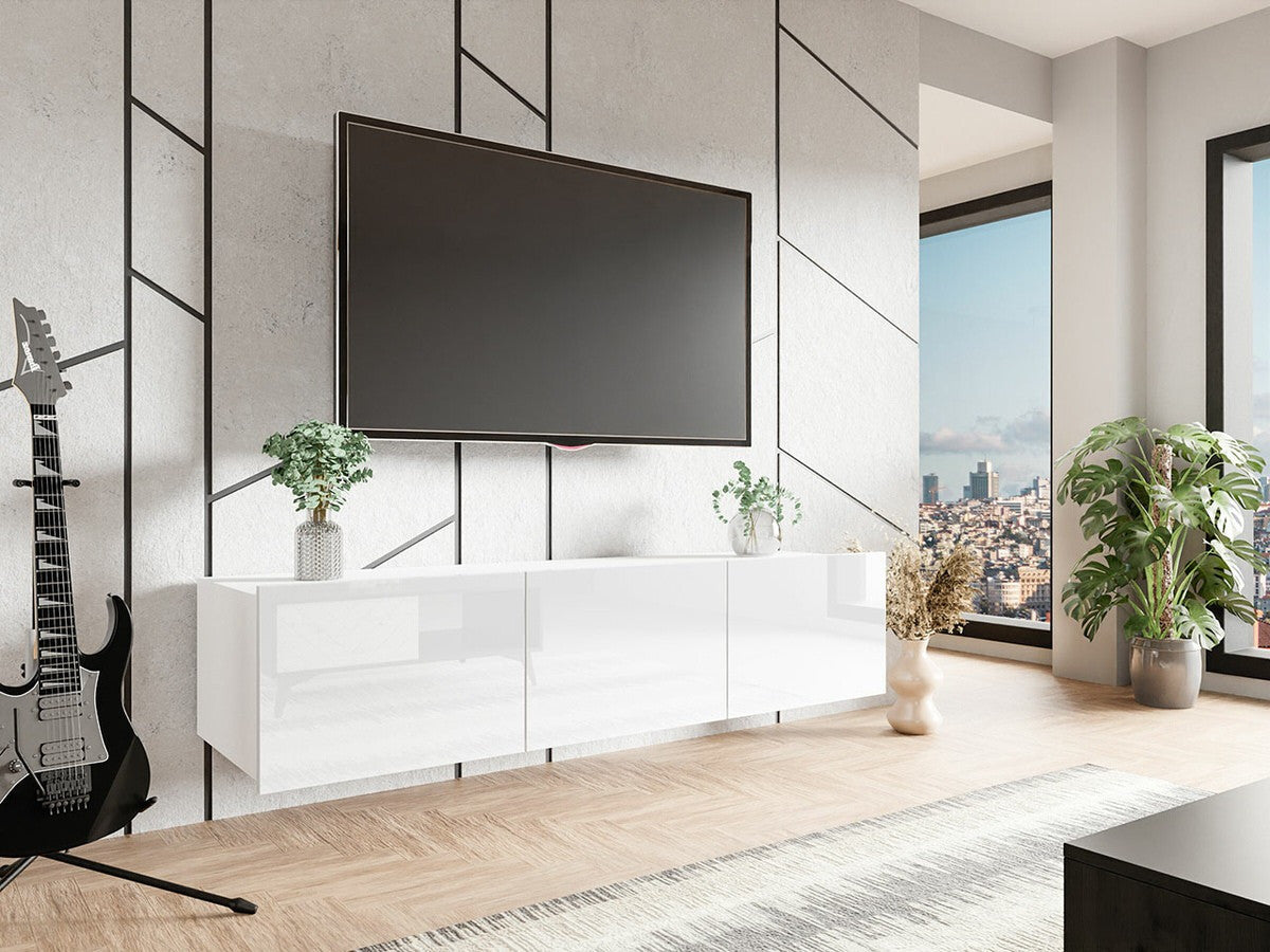 TV-állvány Calabrini 150 (Bralani BR04), Szín: Fehér + Fényes fehér