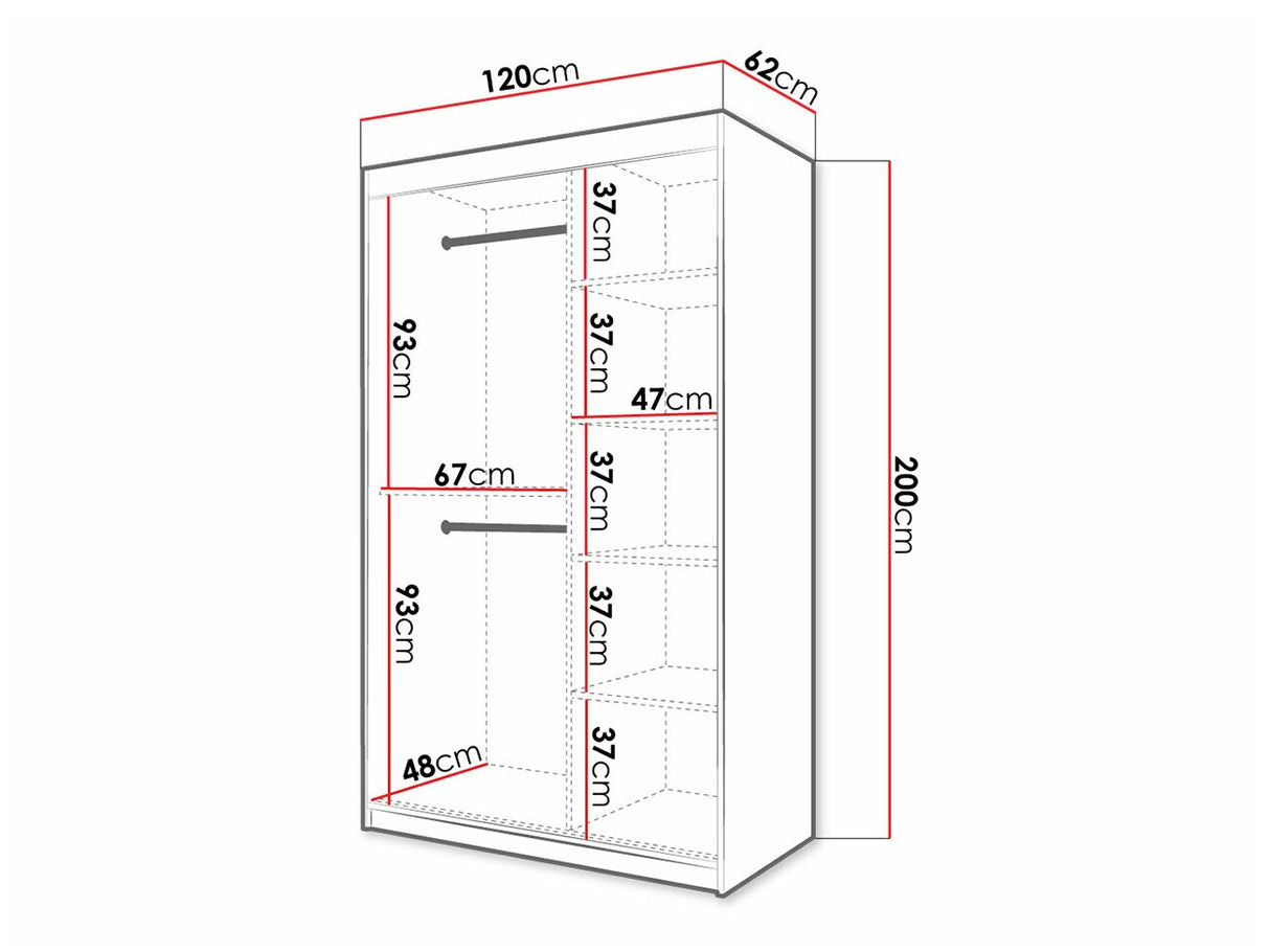 Gardróbszekrény Szafa RIFLO SLIM 2 120 (Towiro) Biały 5903211254215 (Fehér)
